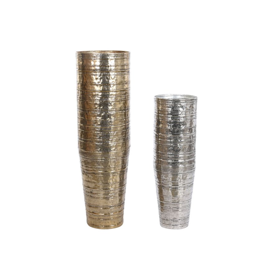 Vase DKD Home Decor Gylden Slvfarvet Aluminium Moderne 31 x 31 x 106 cm #1