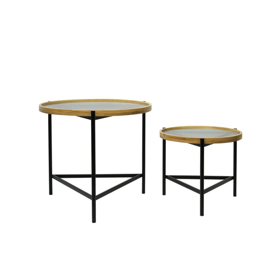 St med 2 borde DKD Home Decor Sort 64 x 64 x 55 cm 62 x 62 x 55,5 cm #1