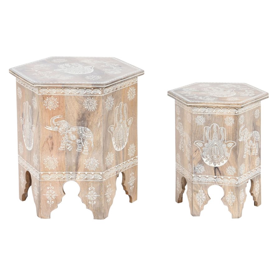 St med 2 borde DKD Home Decor Natur 48 x 41,5 x 49 cm #1