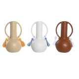 Vase DKD Home Decor Hvid Beige Terrakotta Dolomite Frynse 14 x 14 x 25,6 cm (3 enheder) #1