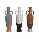 Vase DKD Home Decor Hvid Gr Terrakotta Porceln 9,6 x 9 x 28,6 cm 9,6 x 9 x 29 cm (3 enheder) #1