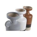 Vase DKD Home Decor Hvid Gr Terrakotta Porceln 13,3 x 11 x 27,3 cm 13,3 x 11 x 28 cm (3 enheder) #4