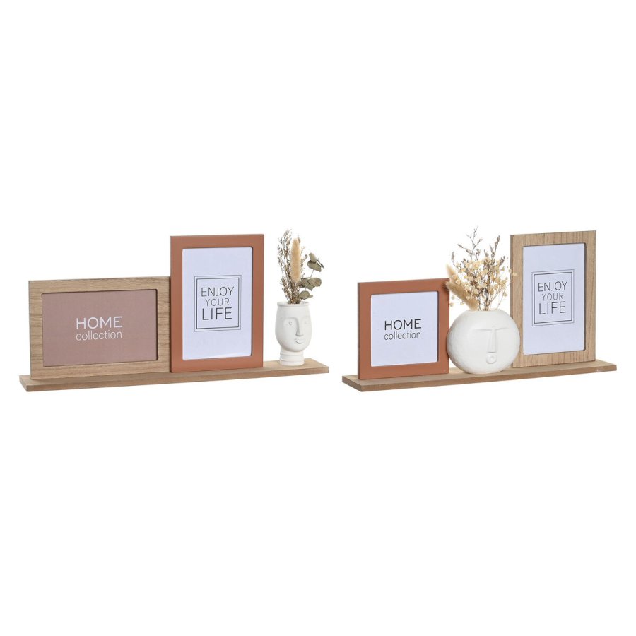 Fotoramme DKD Home Decor 30 x 5 x 19 cm Blomst Ansigt Keramik Harpiks Multifarvet Tr MDF Urban (2 enheder) #1