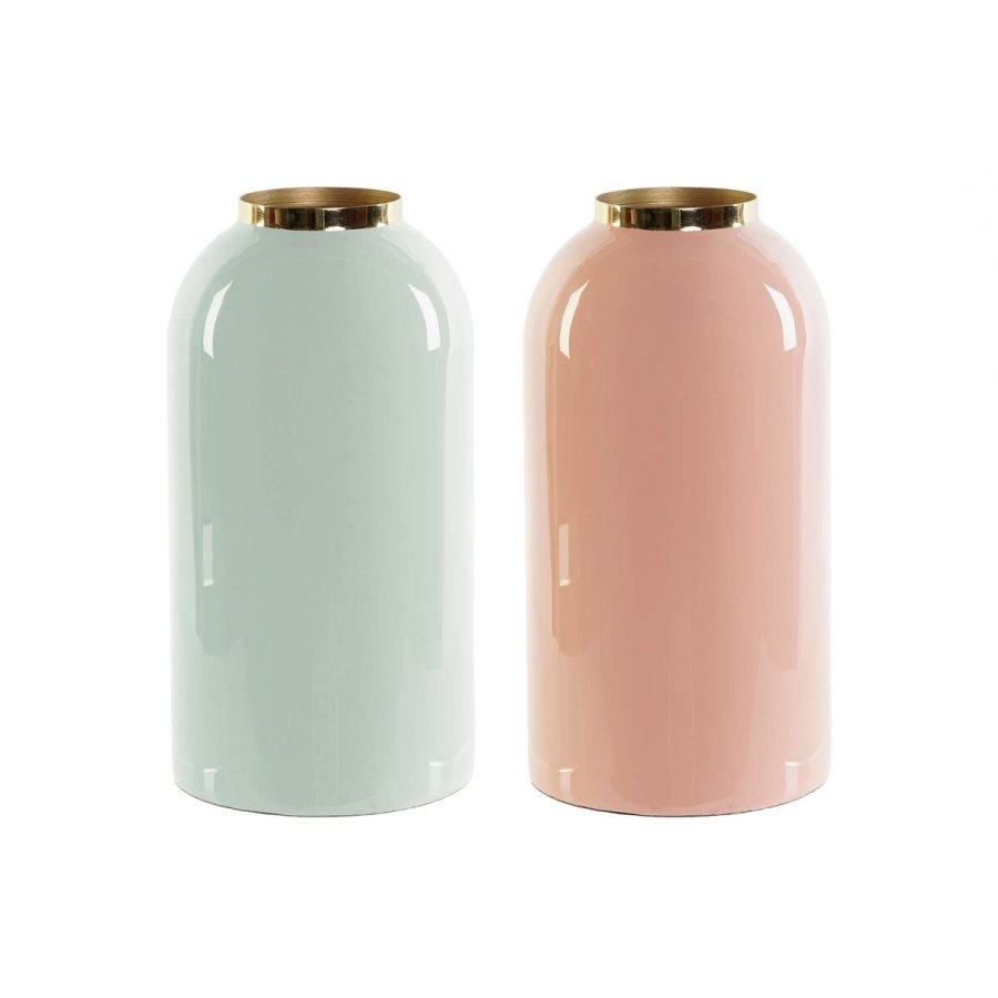 Vase DKD Home Decor Grn Gylden Koral Jern Lakeret 13 x 13 x 25 cm (2 enheder) #4