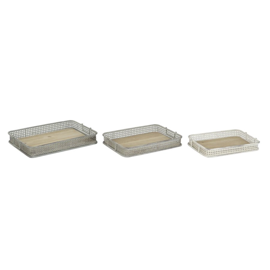 Bakkest DKD Home Decor 53 x 38 x 8 cm Metal Multifarvet (3 enheder) #1