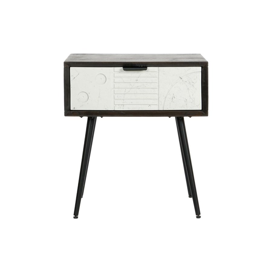 Natbord DKD Home Decor 45 x 38 x 50 cm Sort Metal Hvid Mangotr Wengue #5