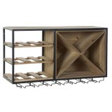Flaskereol DKD Home Decor 80 x 24 x 44 cm Gran Natur Sort Metal Brun Tr MDF #1