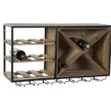 Flaskereol DKD Home Decor 80 x 24 x 44 cm Gran Natur Sort Metal Brun Tr MDF #13