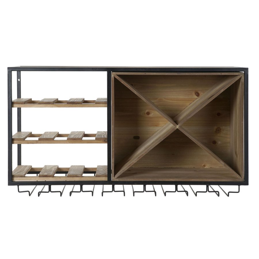 Flaskereol DKD Home Decor 80 x 24 x 44 cm Gran Natur Sort Metal Brun Tr MDF #7