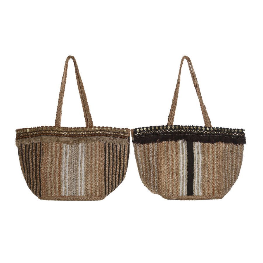Hndtasker til damer DKD Home Decor Brun Fldefarvet 50 x 23 x 33 cm (2 enheder) #1