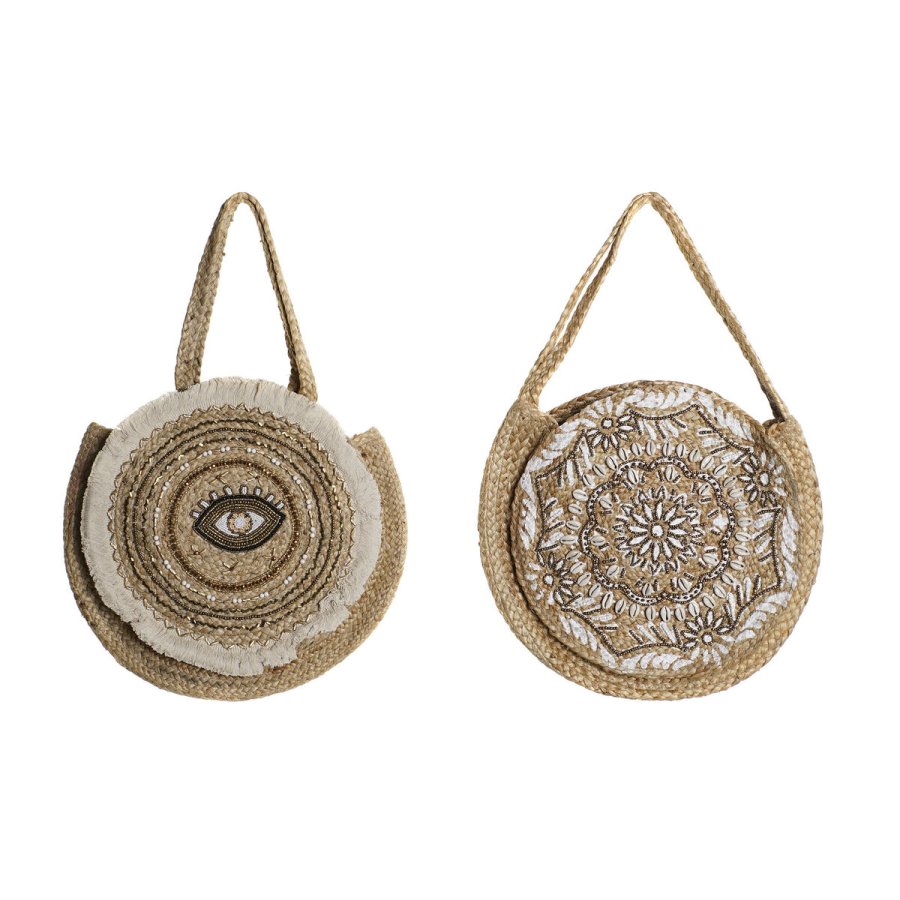 Hndtasker til damer DKD Home Decor Sort Beige Natur 36 x 12 x 36 cm (2 enheder) #1