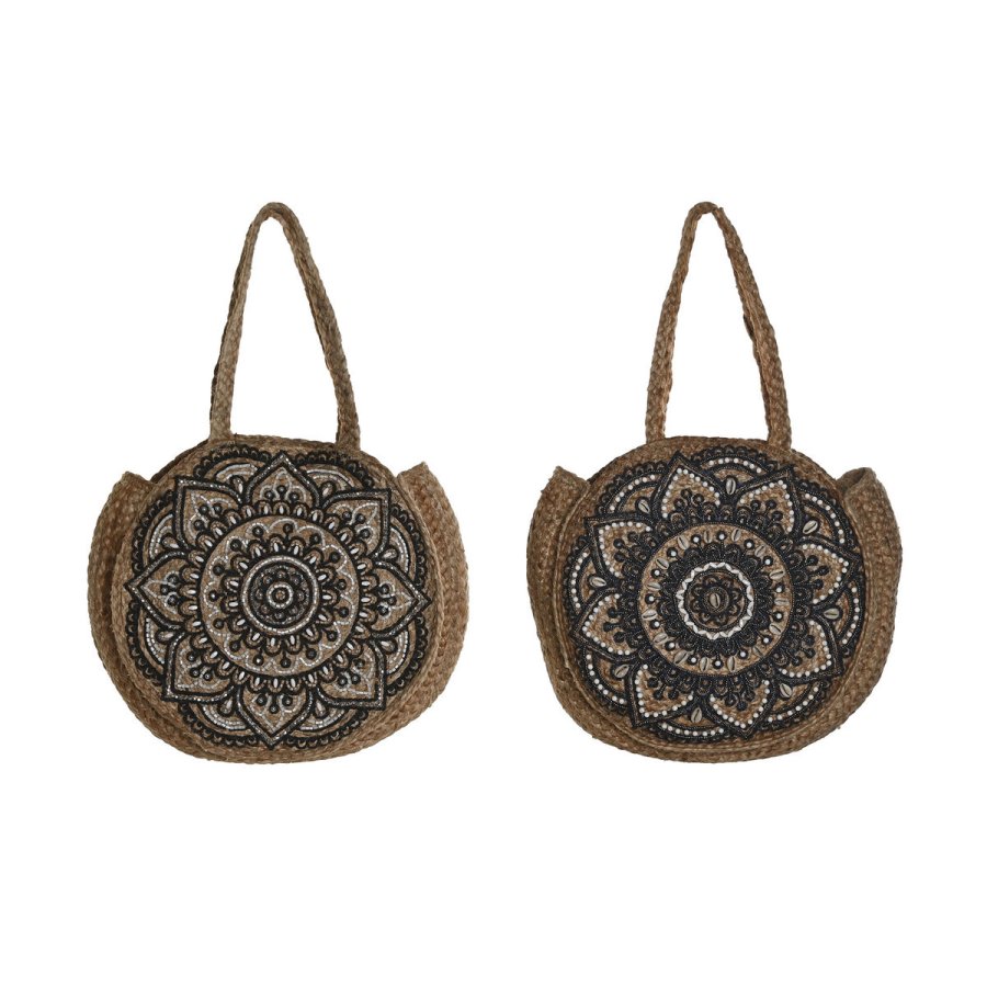 Hndtasker til damer DKD Home Decor Bl Sort Natur 36 x 12 x 36 cm (2 enheder) #1