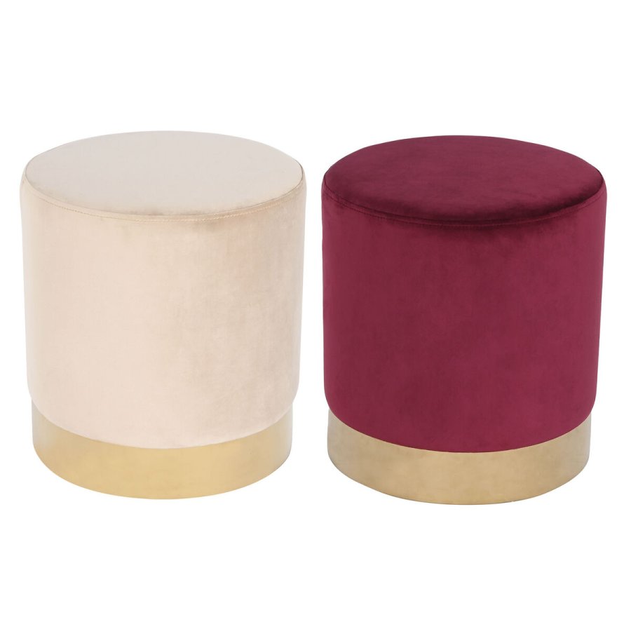 Fodsttte DKD Home Decor Beige Bourgogne Fljl 40 x 40 x 42 cm (2 enheder) #1