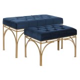 Stol DKD Home Decor Bl Gylden Metal 80 x 40 x 48 cm (2 enheder) #9