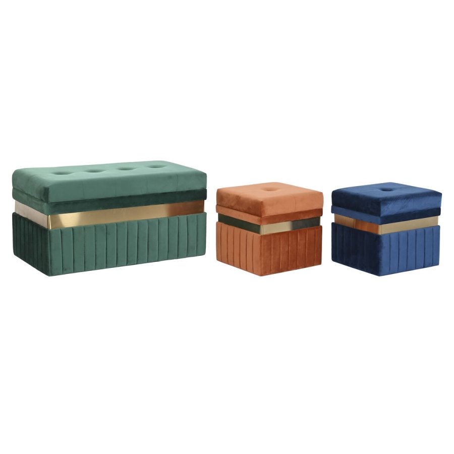 Stol DKD Home Decor Bl Grn Orange Gylden Tr MDF 93 x 47 x 45 cm (3 enheder) #1