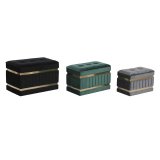 Stol DKD Home Decor Sort Gylden Grn Mrkegr Tr MDF 70 x 40 x 43 cm #1