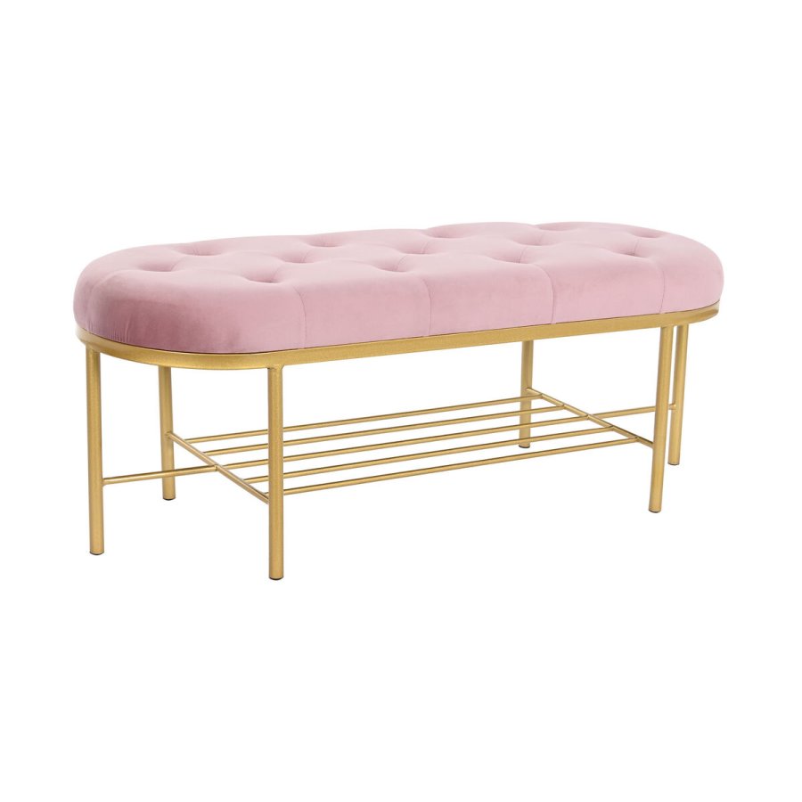 Stol DKD Home Decor 100 x 35 x 40 cm Pink Gylden Metal #1