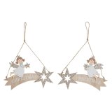 Hngende dekoration DKD Home Decor Hvid Gylden Tr 22,5 x 0,5 x 15 cm (2 enheder) #1