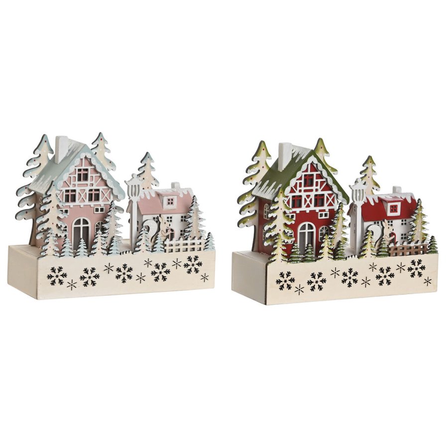 Julepynt DKD Home Decor Rd Pink 21 x 9,5 x 19 cm (2 enheder) #1