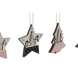 Hngende dekoration DKD Home Decor Rd Pink Tr 23 x 1,5 x 9 cm (6 Dele) (4 enheder) #5