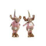 Julepynt DKD Home Decor Hvid Pink Gylden Rensdyr 20 x 19 x 50 cm (2 enheder) #1
