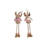 Julepynt DKD Home Decor Hvid Pink Gylden Rensdyr 15 x 17 x 50 cm (2 enheder) #1