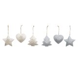 Hngende dekoration DKD Home Decor Hvid Gr Metal 7 x 2 x 7 cm (6 Dele) (2 enheder) #9