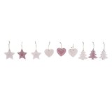 Hngende dekoration DKD Home Decor Pink Lyserd Tr 6,5 x 1 x 6,5 cm (9 Dele) (3 enheder) #5