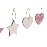Hngende dekoration DKD Home Decor Pink Lyserd Tr 6,5 x 1 x 6,5 cm (9 Dele) (3 enheder) #9