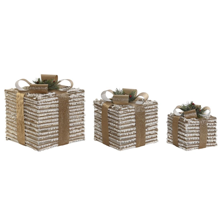 Julepynt DKD Home Decor Hvid Gylden Natur 25 x 25 x 25 cm (3 Dele) #13