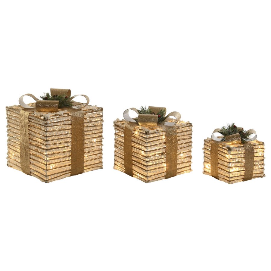 Julepynt DKD Home Decor Hvid Gylden Natur 25 x 25 x 25 cm (3 Dele) #1
