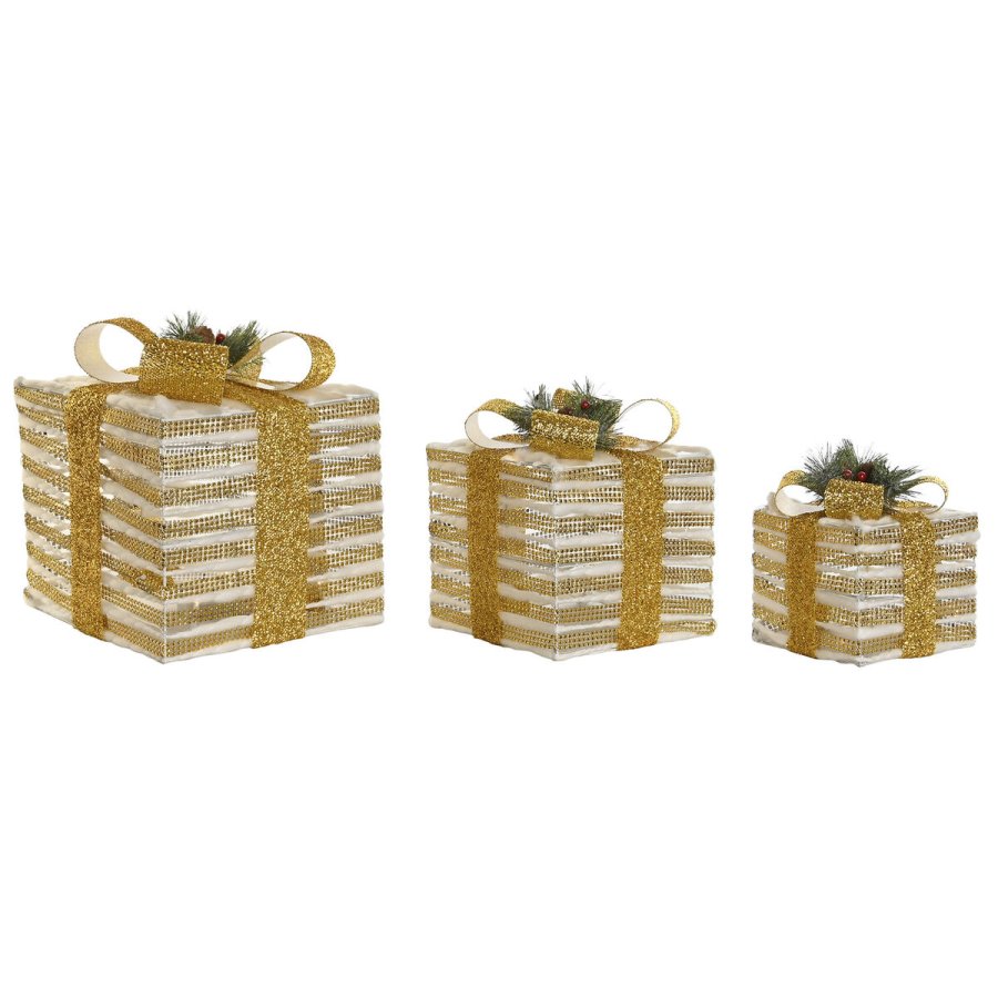 Julepynt DKD Home Decor Hvid Rd Gylden 25 x 25 x 25 cm (3 Dele) #13