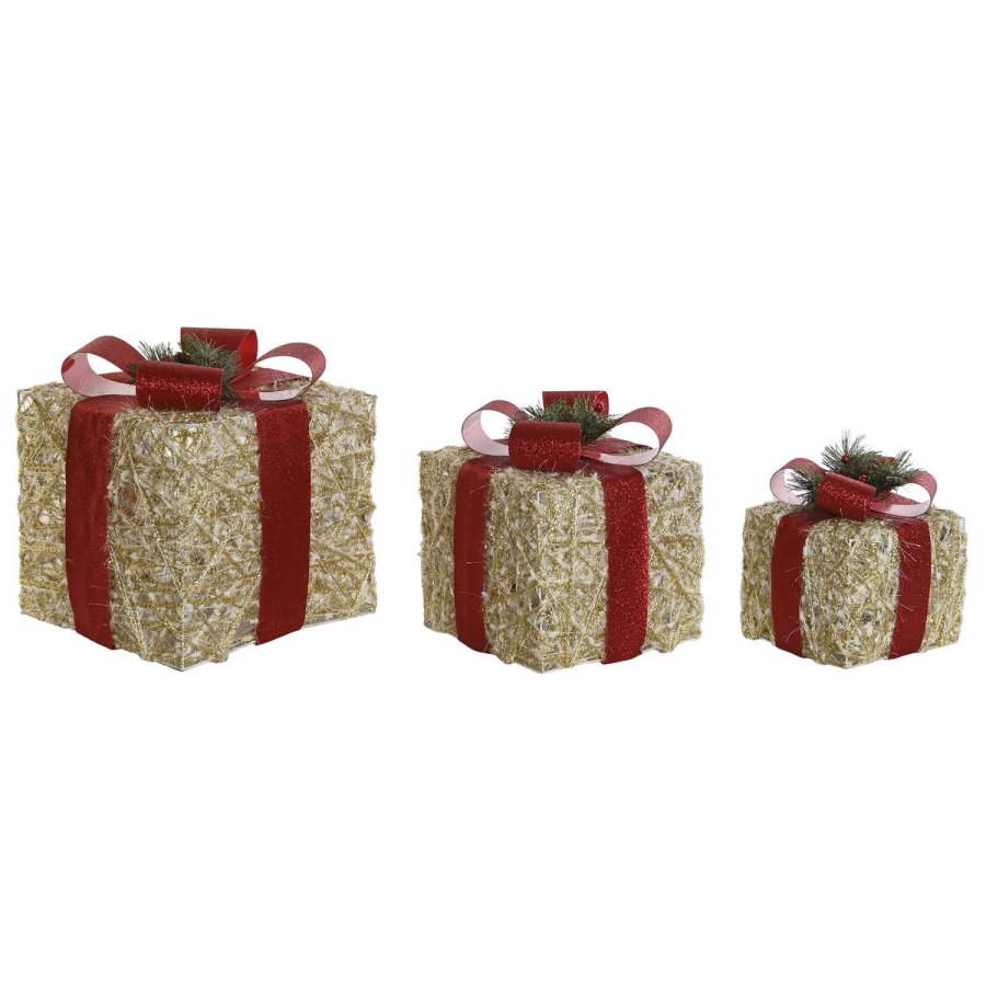 Julepynt DKD Home Decor Hvid Rd Gylden 25 x 25 x 25 cm (3 Dele) #13