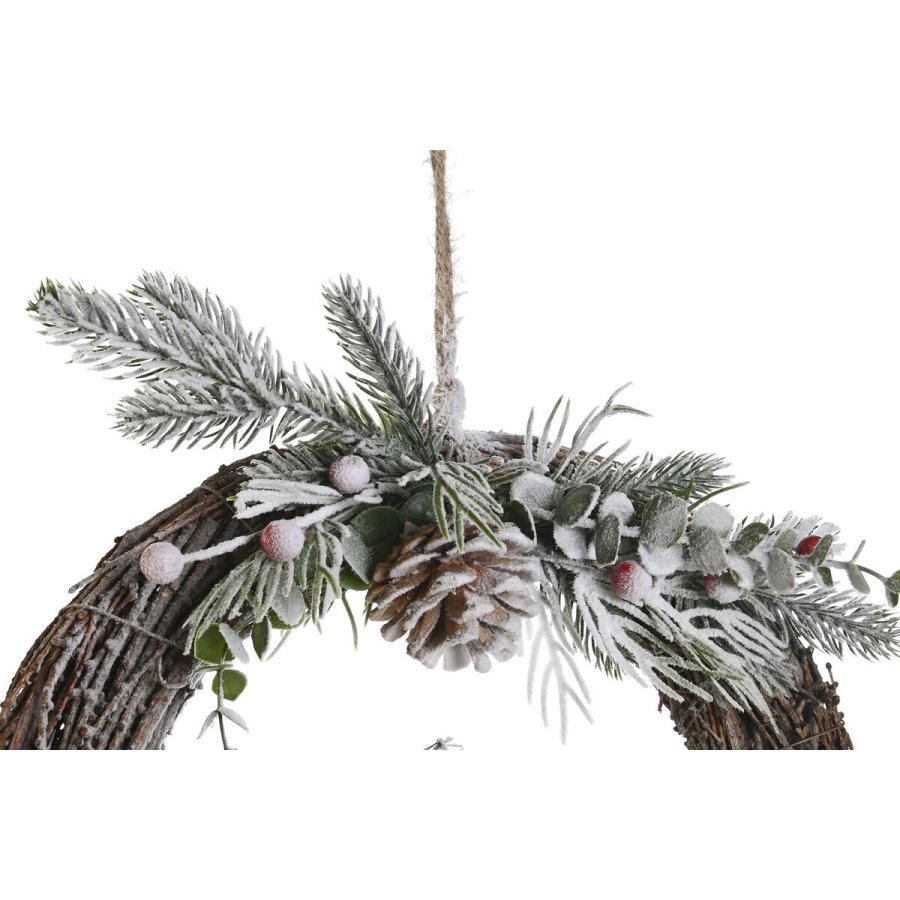 Adventskrans DKD Home Decor Natur flet Ananas snefald 32 x 7 x 32 cm (2 enheder) #4