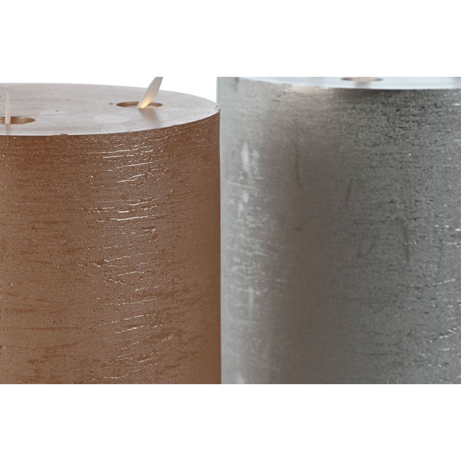 Stearinlys LED DKD Home Decor Gylden Slvfarvet 15 x 15 x 20 cm (AA) (2 enheder) #2