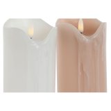 Stearinlys LED DKD Home Decor Hvid Lyserd 7.5 x 7.5 x 20 cm 7,5 x 7,5 x 20 cm (AA) (2 enheder) #2