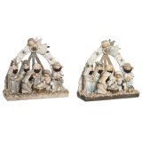 Betlehem dekoration DKD Home Decor Bl Hvid Brun Harpiks 23,5 x 8 x 20,5 cm (2 enheder) #1