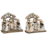 Betlehem dekoration DKD Home Decor Bl Hvid Brun Harpiks 20 x 7 x 17,5 cm (2 enheder) #1