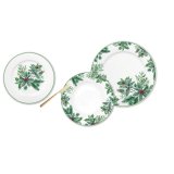 Spisestel DKD Home Decor Hvid Grn Porceln Blad af en plante Jul 27 x 27 x 2 cm 18 Dele #1