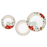 Spisestel DKD Home Decor Rd Beige Porceln Blomst Jul 27 x 27 x 2 cm 18 Dele #1