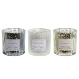 Stearinlys DKD Home Decor Hvid Gylden Slvfarvet 8,8 x 8,8 x 9 cm (3 enheder) #1