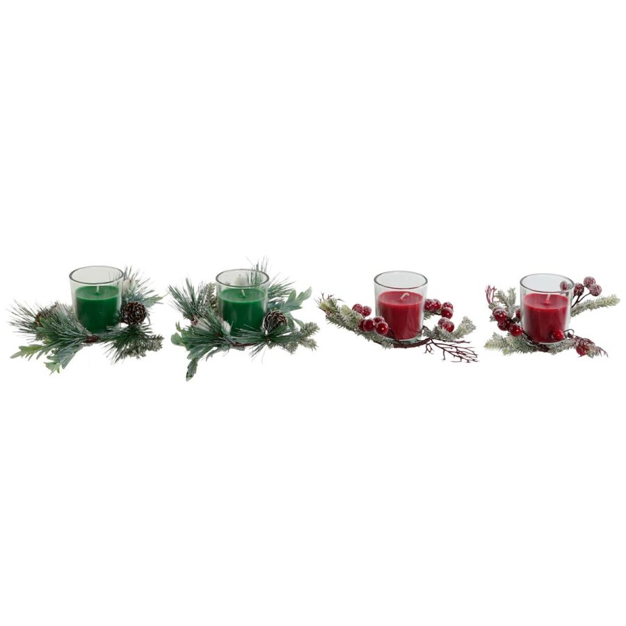 Stearinlys DKD Home Decor Rd Grn 5,5 x 5,5 x 6,5 cm (2 enheder) #5
