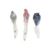 Julepynt DKD Home Decor Multifarvet Fugl 25 x 7 x 6 cm (3 enheder) #1