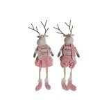 Julepynt DKD Home Decor Hvid Brun Pink Rensdyr 17 x 14 x 63,5 cm (2 enheder) #1
