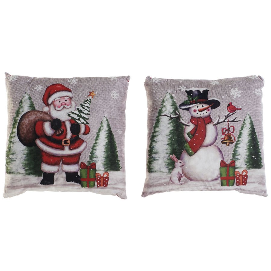 Pude DKD Home Decor Jul Multifarvet Polyester 40 x 10 x 40 cm (2 enheder) #1