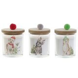 Stearinlys DKD Home Decor Multifarvet Pomponer Jul 8 x 8 x 9 cm 8 x 8 x 11 cm (3 enheder) (2 enheder) #1
