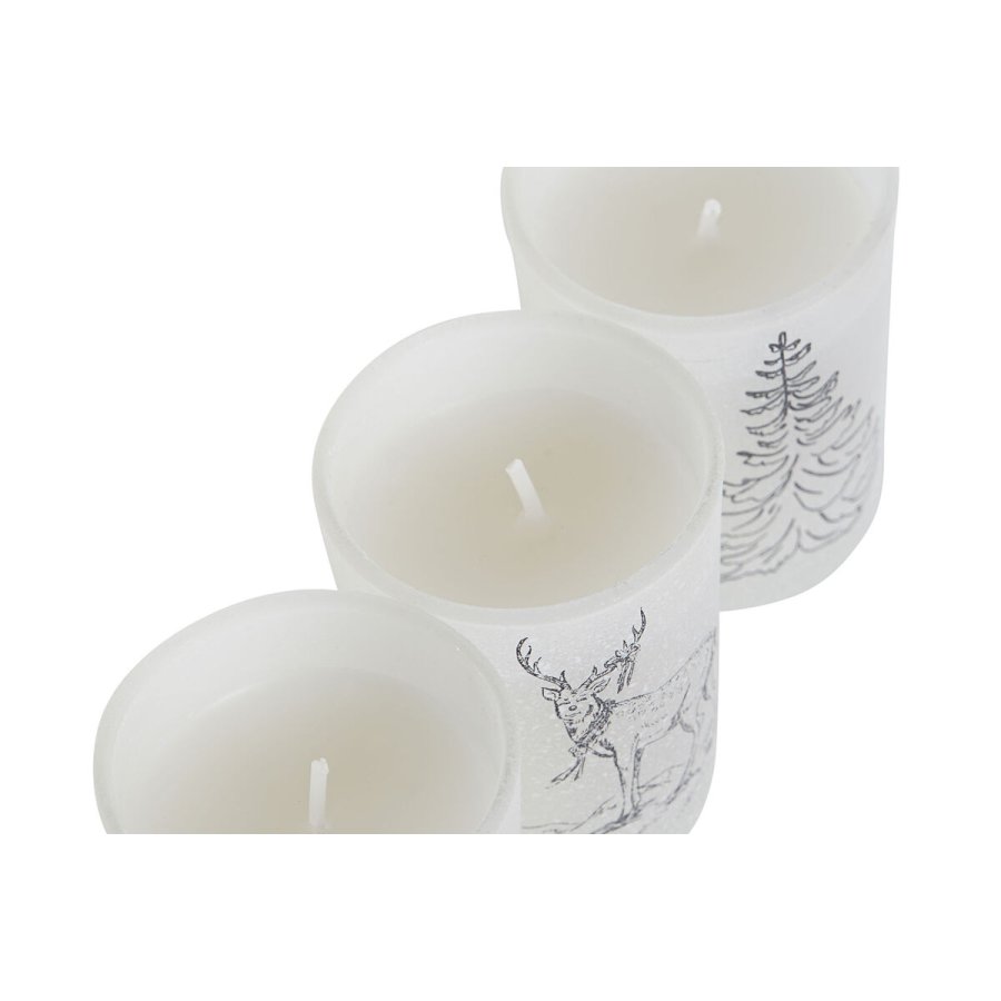 Stearinlys DKD Home Decor Hvid Jul 5 x 5 x 6 cm (3 enheder) #5