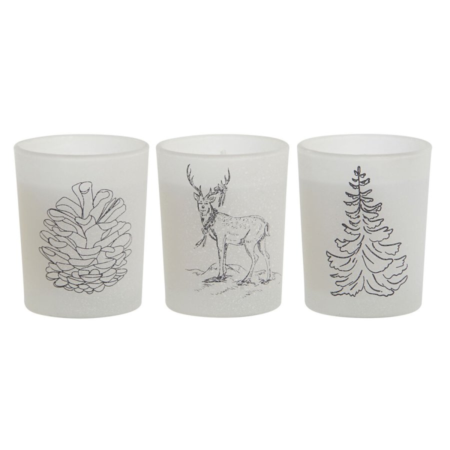 Stearinlys DKD Home Decor Hvid Jul 5 x 5 x 6 cm (3 enheder) #1