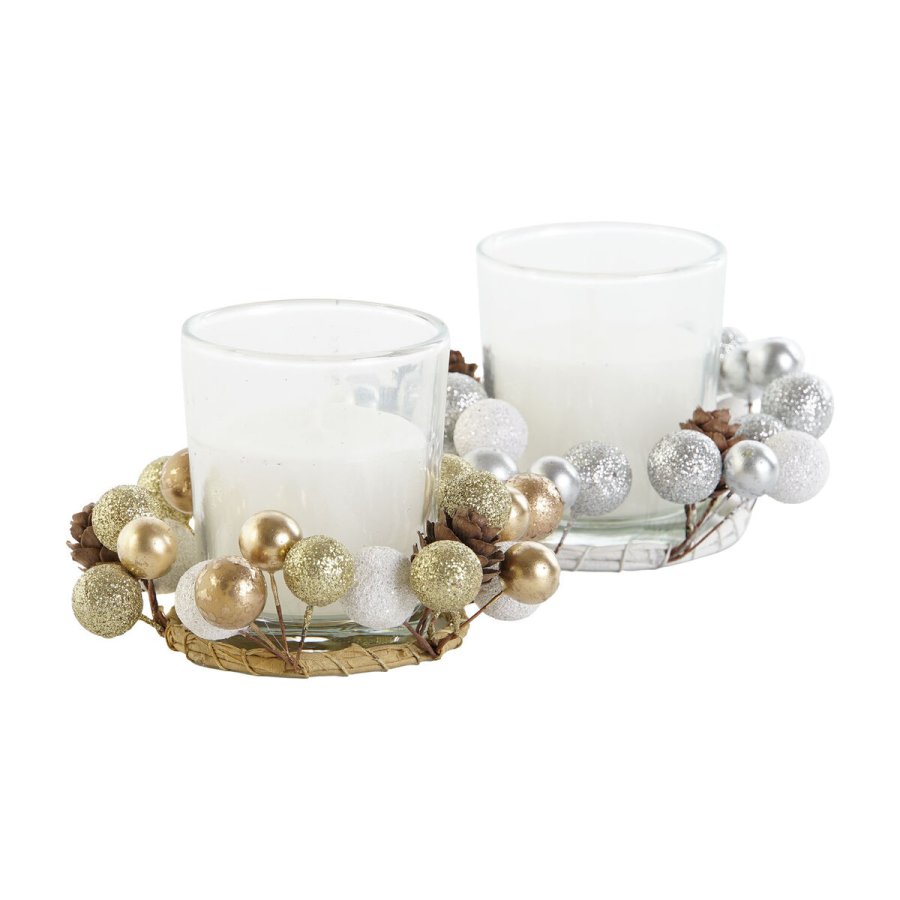 Stearinlys DKD Home Decor Gylden Slvfarvet Jul 10.5 x 10.5 x 7 cm 10,5 x 10,5 x 7 cm (4 enheder) #9