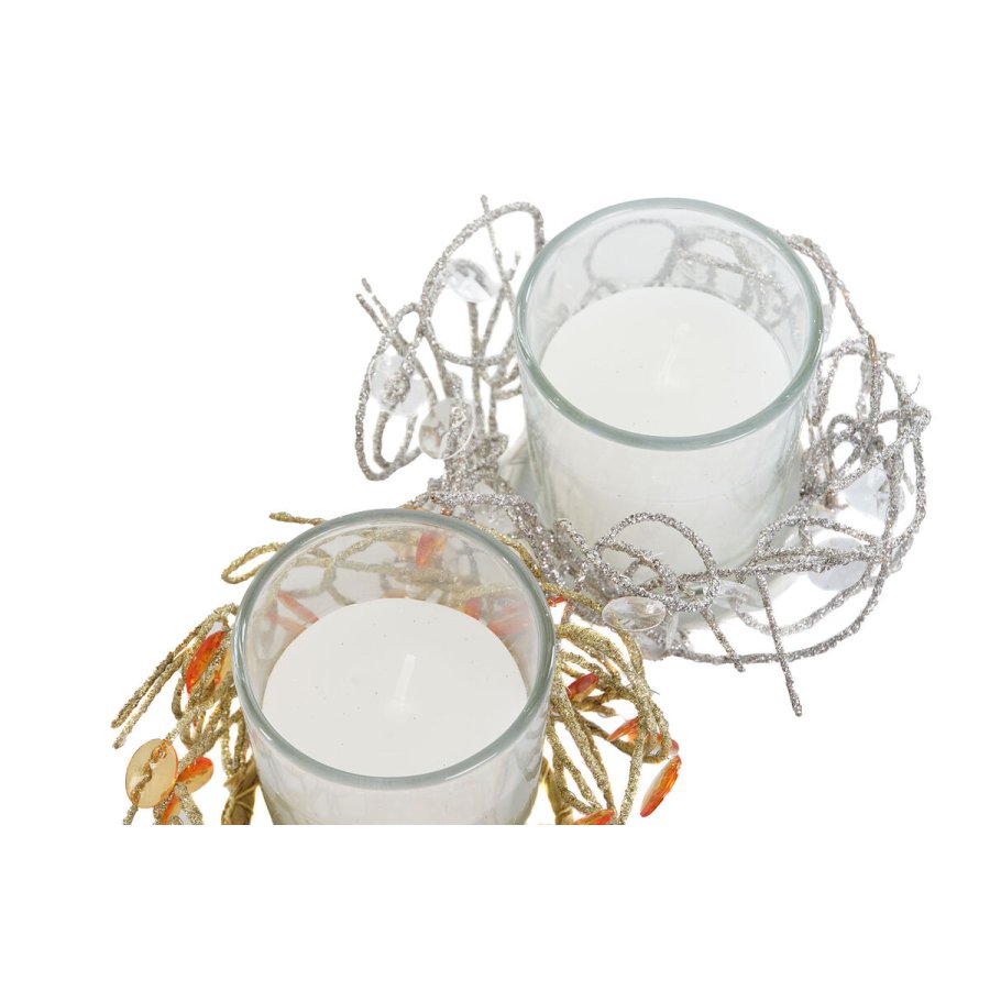 Stearinlys DKD Home Decor Gylden Slvfarvet Jul 10.5 x 10.5 x 7 cm 10,5 x 10,5 x 7 cm (4 enheder) #13